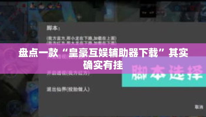 盘点一款“皇豪互娱辅助器下载”其实确实有挂