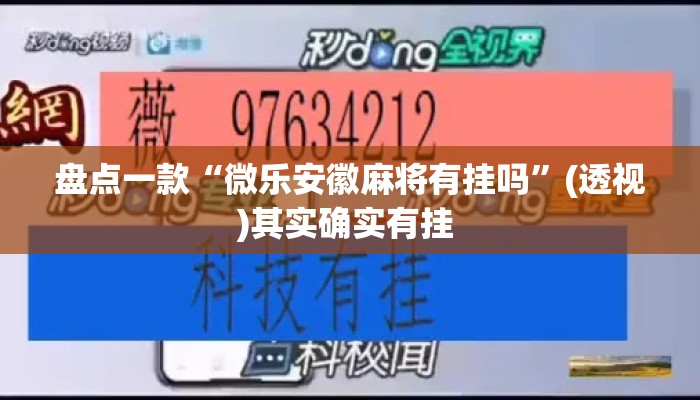 盘点一款“微乐安徽麻将有挂吗”(透视)其实确实有挂 