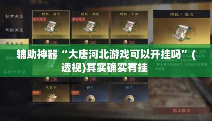 辅助神器“大唐河北游戏可以开挂吗	”(透视)其实确实有挂 