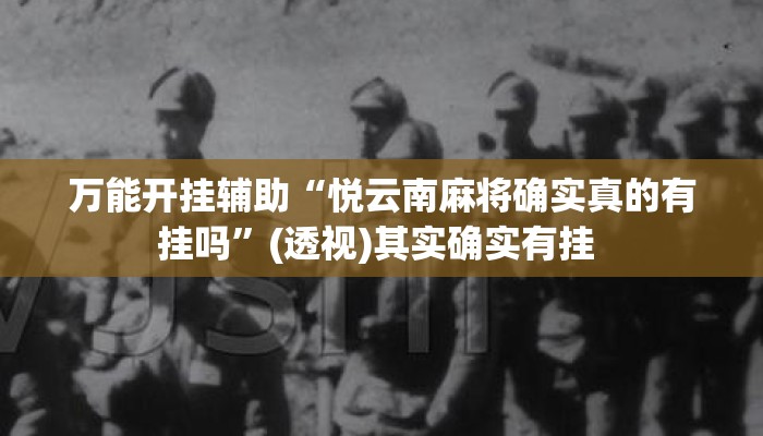 万能开挂辅助“悦云南麻将确实真的有挂吗”(透视)其实确实有挂 