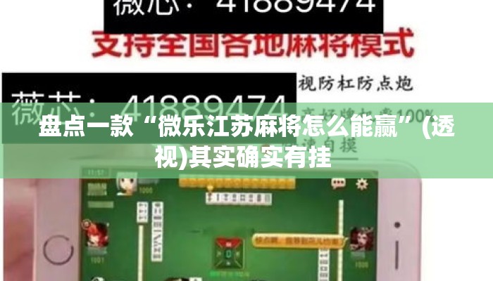盘点一款“微乐江苏麻将怎么能赢	”(透视)其实确实有挂 