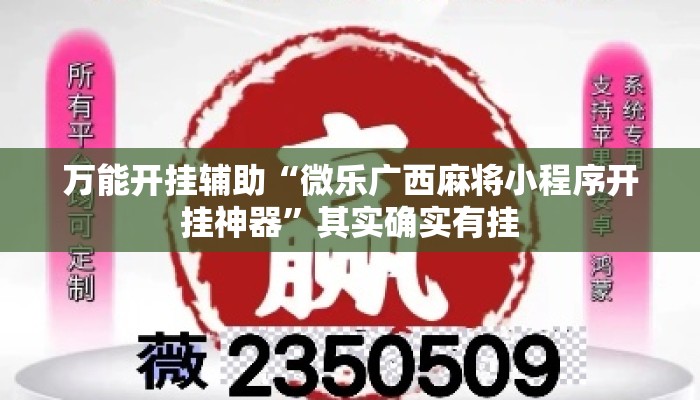 万能开挂辅助“微乐广西麻将小程序开挂神器”其实确实有挂