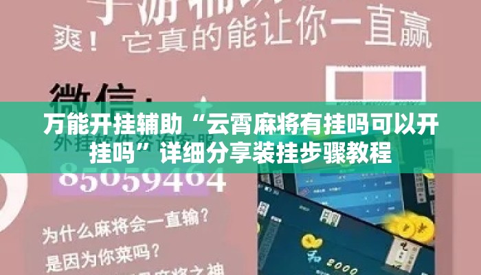 万能开挂辅助“云霄麻将有挂吗可以开挂吗”详细分享装挂步骤教程