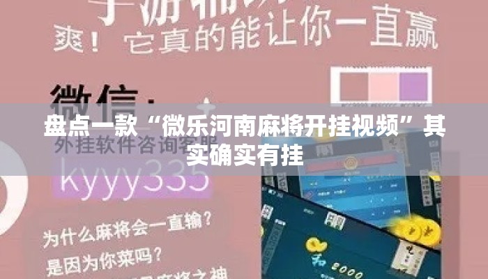 盘点一款“微乐河南麻将开挂视频”其实确实有挂