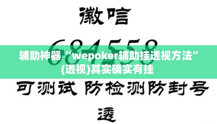 辅助神器“wepoker辅助挂透视方法”(透视)其实确实有挂 