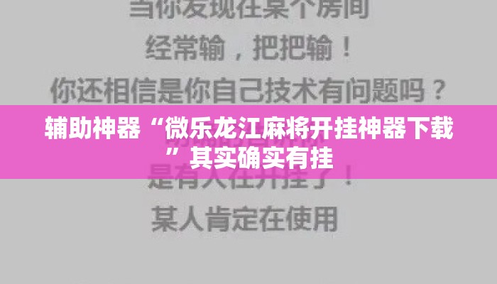 辅助神器“微乐龙江麻将开挂神器下载”其实确实有挂