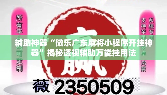 辅助神器“微乐广东麻将小程序开挂神器”揭秘透视辅助万能挂用法