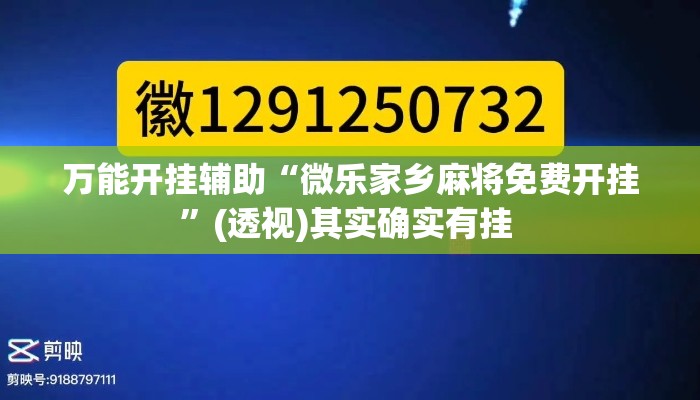 万能开挂辅助“微乐家乡麻将免费开挂”(透视)其实确实有挂 