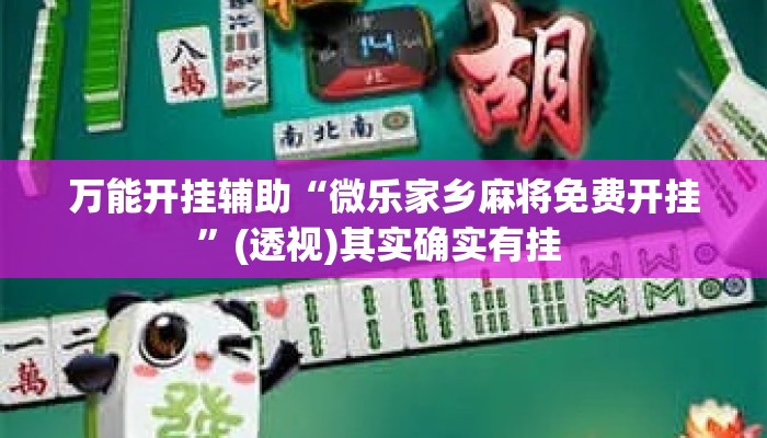 万能开挂辅助“微乐家乡麻将免费开挂”(透视)其实确实有挂 