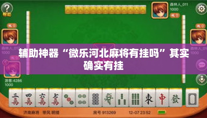 辅助神器“微乐河北麻将有挂吗”其实确实有挂
