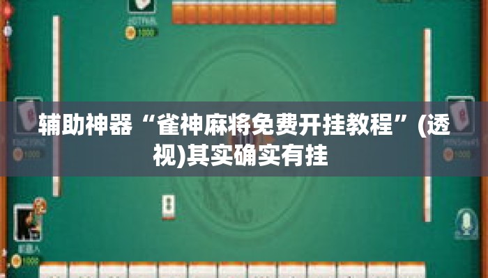 辅助神器“雀神麻将免费开挂教程”(透视)其实确实有挂 