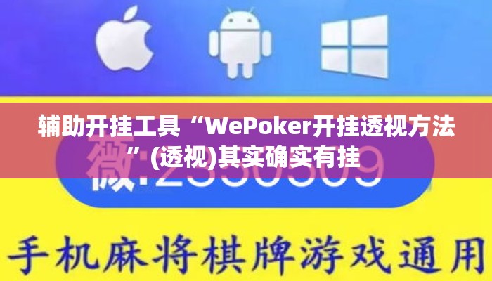 辅助开挂工具“WePoker开挂透视方法”(透视)其实确实有挂 