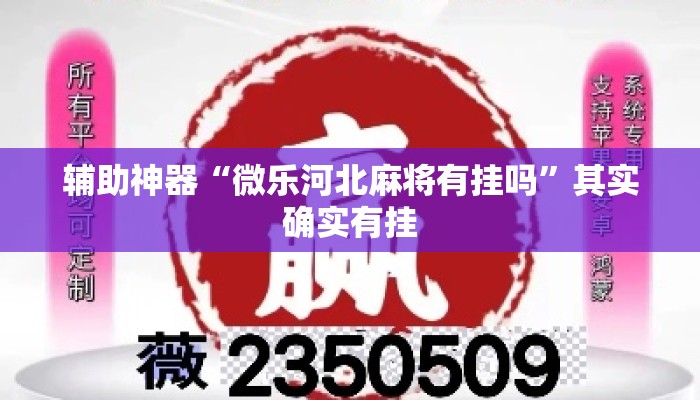辅助神器“微乐河北麻将有挂吗	”其实确实有挂
