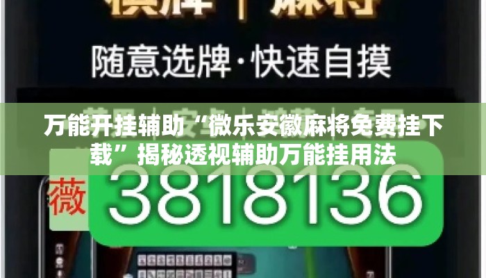 万能开挂辅助“微乐安徽麻将免费挂下载	”揭秘透视辅助万能挂用法