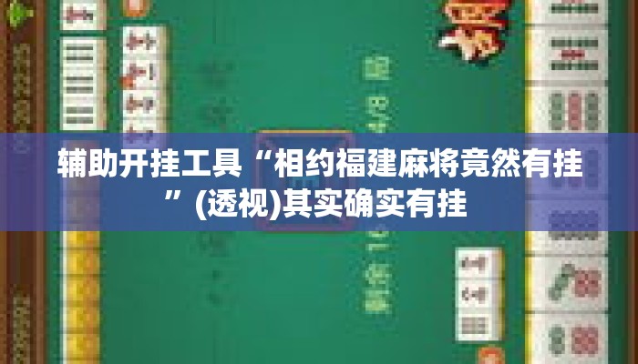 辅助开挂工具“相约福建麻将竟然有挂”(透视)其实确实有挂 