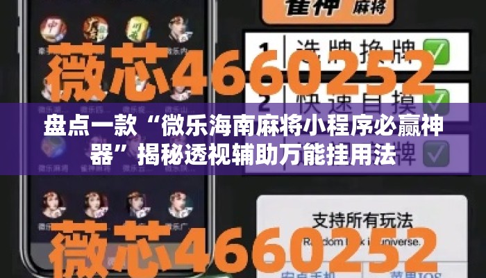 盘点一款“微乐海南麻将小程序必赢神器”揭秘透视辅助万能挂用法
