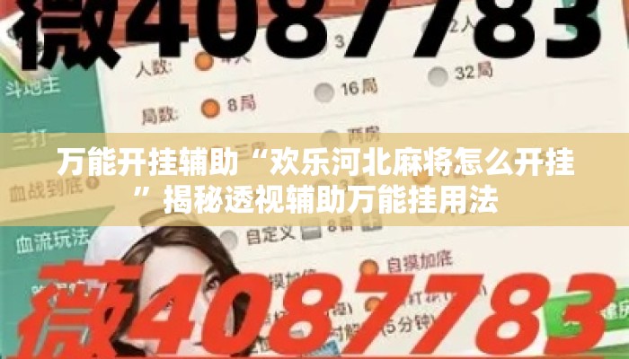 万能开挂辅助“欢乐河北麻将怎么开挂”揭秘透视辅助万能挂用法