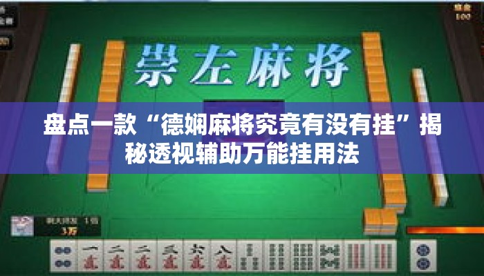 盘点一款“德娴麻将究竟有没有挂	”揭秘透视辅助万能挂用法