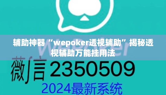 辅助神器“wepoker透视辅助”揭秘透视辅助万能挂用法