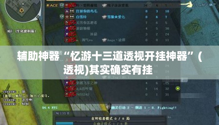 辅助神器“忆游十三道透视开挂神器”(透视)其实确实有挂 