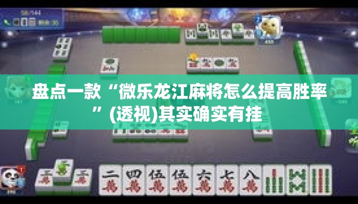 盘点一款“微乐龙江麻将怎么提高胜率”(透视)其实确实有挂 