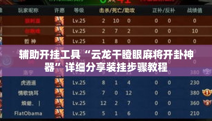 辅助开挂工具“云龙干瞪眼麻将开卦神器”详细分享装挂步骤教程