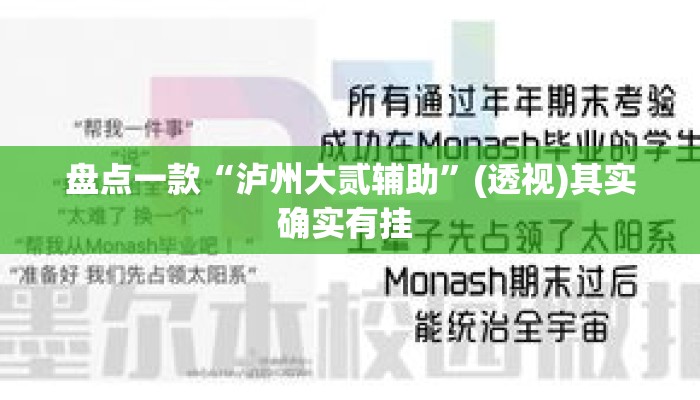 盘点一款“泸州大贰辅助	”(透视)其实确实有挂 