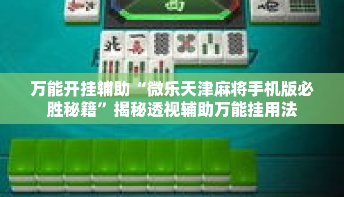 万能开挂辅助“微乐天津麻将手机版必胜秘籍	”揭秘透视辅助万能挂用法