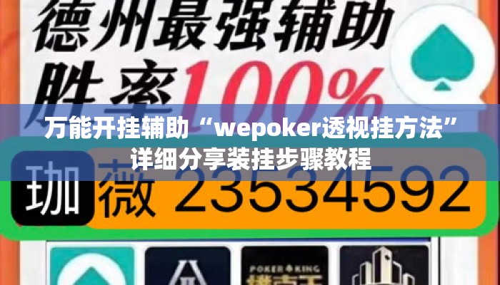 万能开挂辅助“wepoker透视挂方法”详细分享装挂步骤教程