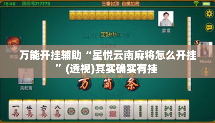 万能开挂辅助“星悦云南麻将怎么开挂”(透视)其实确实有挂 
