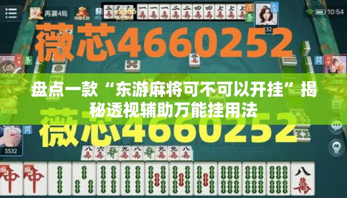 盘点一款“东游麻将可不可以开挂”揭秘透视辅助万能挂用法