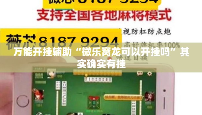 万能开挂辅助“微乐窝龙可以开挂吗	”其实确实有挂