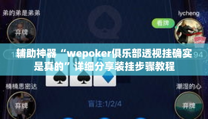 辅助神器“wepoker俱乐部透视挂确实是真的”详细分享装挂步骤教程