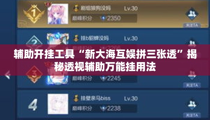 辅助开挂工具“新大海互娱拼三张透”揭秘透视辅助万能挂用法