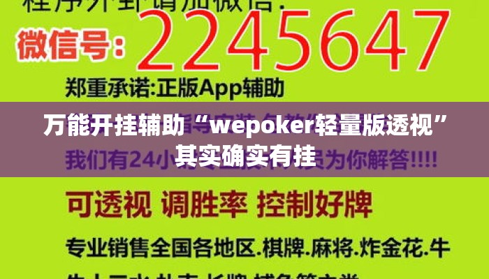 万能开挂辅助“wepoker轻量版透视”其实确实有挂