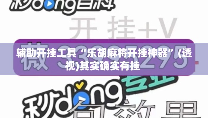 辅助开挂工具“乐胡麻将开挂神器”(透视)其实确实有挂 