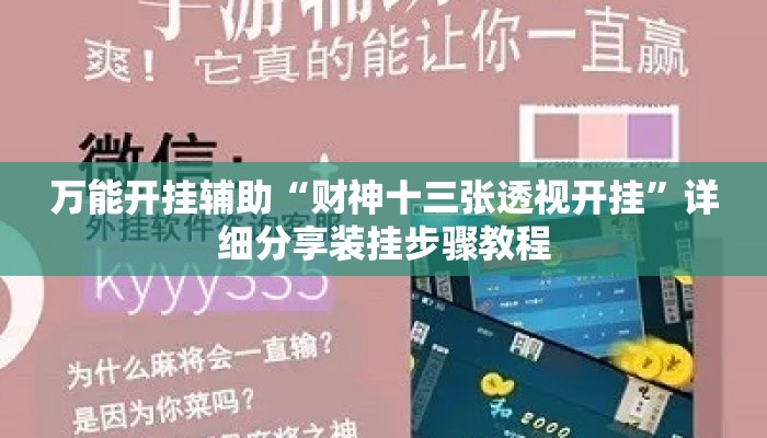 万能开挂辅助“财神十三张透视开挂”详细分享装挂步骤教程