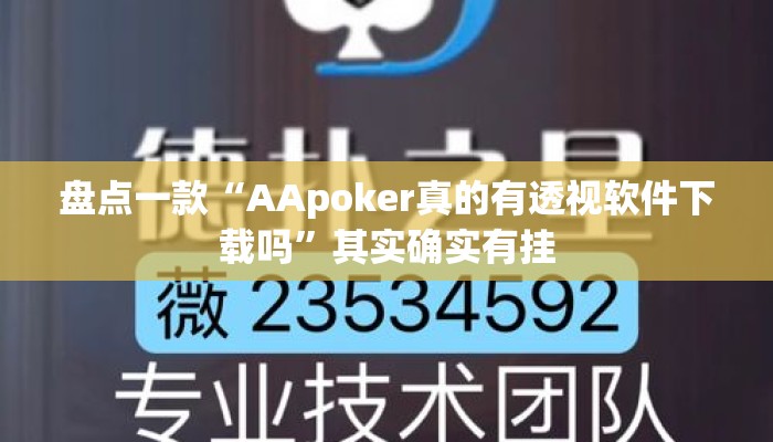 盘点一款“AApoker真的有透视软件下载吗”其实确实有挂