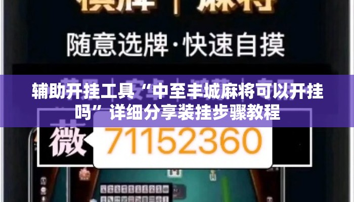 辅助开挂工具“中至丰城麻将可以开挂吗”详细分享装挂步骤教程