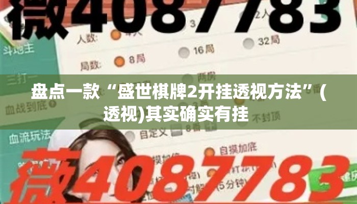 盘点一款“盛世棋牌2开挂透视方法”(透视)其实确实有挂 