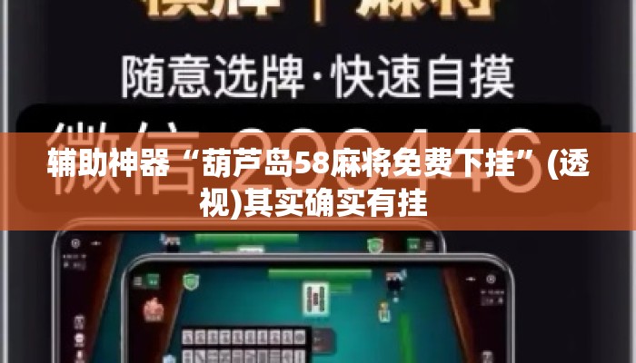 辅助神器“葫芦岛58麻将免费下挂	”(透视)其实确实有挂 