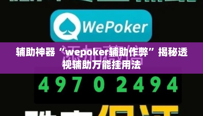辅助神器“wepoker辅助作弊”揭秘透视辅助万能挂用法