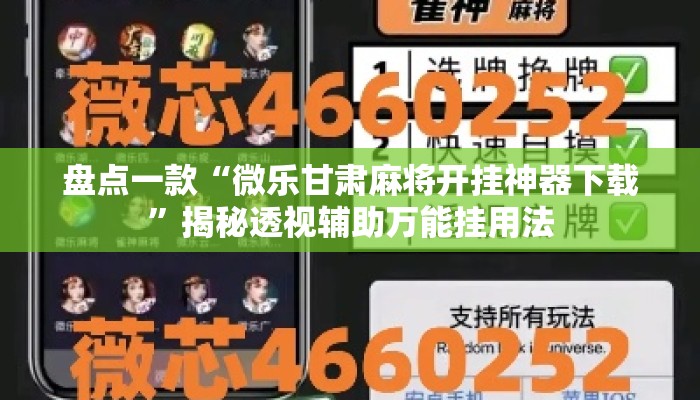 盘点一款“微乐甘肃麻将开挂神器下载”揭秘透视辅助万能挂用法