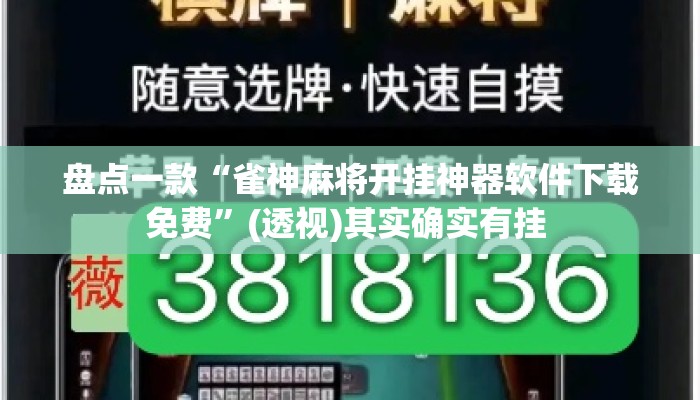 盘点一款“雀神麻将开挂神器软件下载免费”(透视)其实确实有挂 