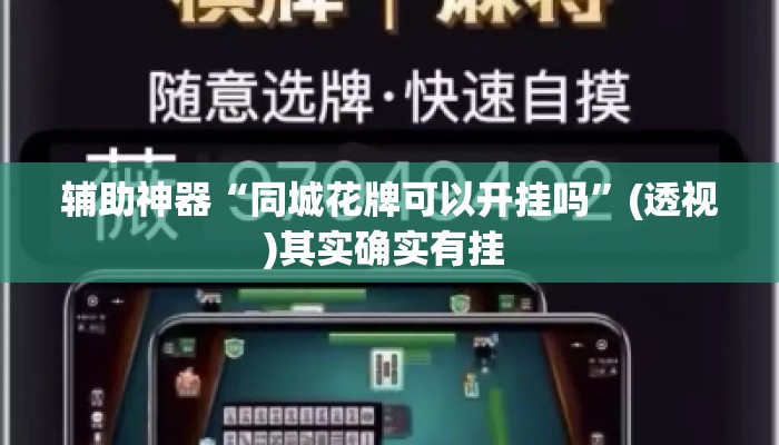 辅助神器“同城花牌可以开挂吗	”(透视)其实确实有挂 