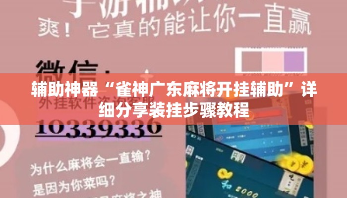 辅助神器“雀神广东麻将开挂辅助”详细分享装挂步骤教程