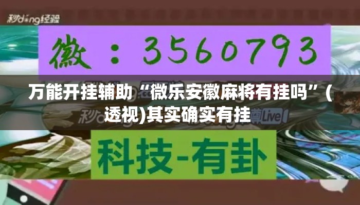 万能开挂辅助“微乐安徽麻将有挂吗”(透视)其实确实有挂 