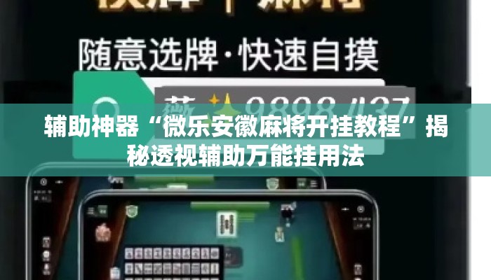 辅助神器“微乐安徽麻将开挂教程”揭秘透视辅助万能挂用法