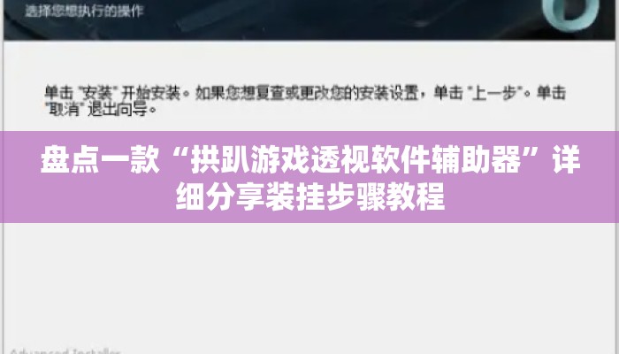 盘点一款“拱趴游戏透视软件辅助器”详细分享装挂步骤教程