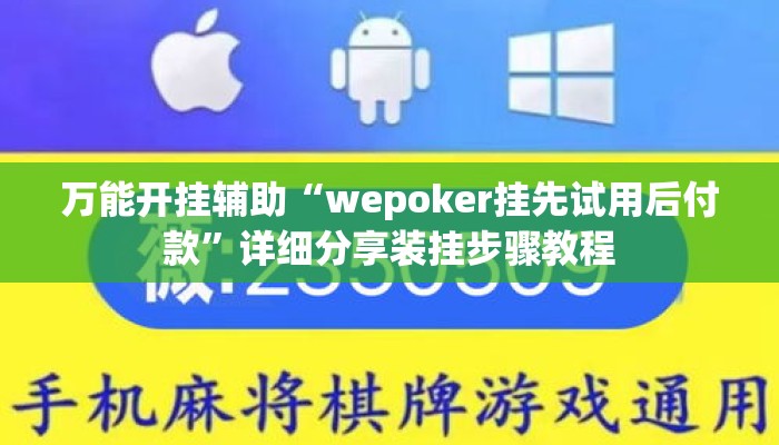 万能开挂辅助“wepoker挂先试用后付款”详细分享装挂步骤教程